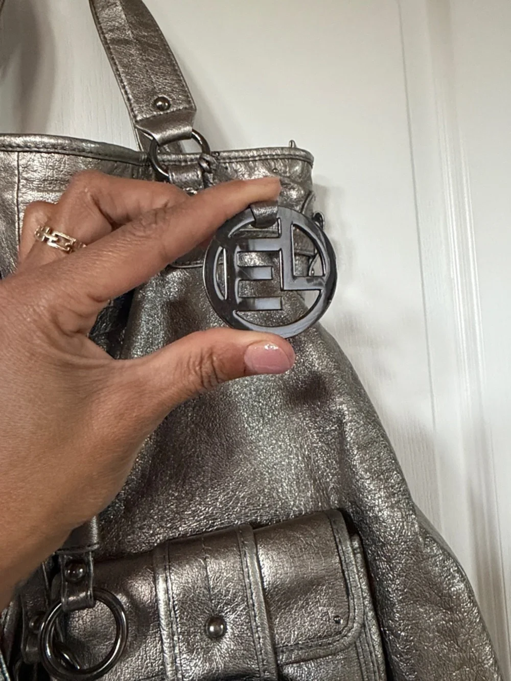 Elliott Lucca “ Estella “ Metallic Leather All Carry Handbag